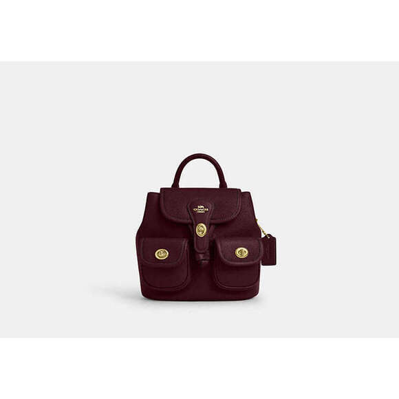 Coach Deep Wine Gold Hadley Small Backpack NWT Double Turnlock
